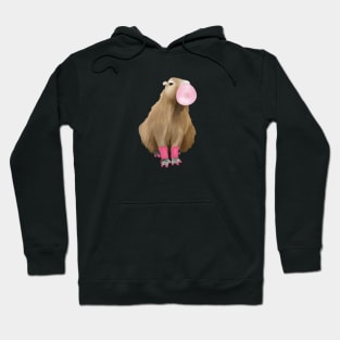 Cute 80's Capybara Blowing Bubblegum Hoodie